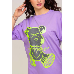 Футболка женская №50553 кулирка (последний размер) сиреневый 52,54 Футболка женская №50553 кулирка (последний размер) сиреневый 52,54