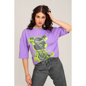 Футболка женская №50553 кулирка (последний размер) сиреневый 52,54 Футболка женская №50553 кулирка (последний размер) сиреневый 52,54