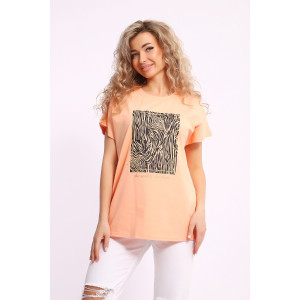 Футболка женская ДФУ-1047 кулирка (последний размер) персиковый 48,60