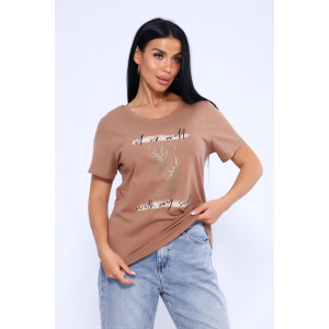Футболка женская №80036 кулирка (последний размер) шоколад 50