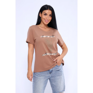 Футболка женская №80036 кулирка (последний размер) шоколад 50