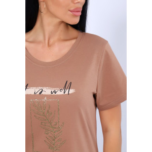 Футболка женская №80036 кулирка (последний размер) шоколад 50