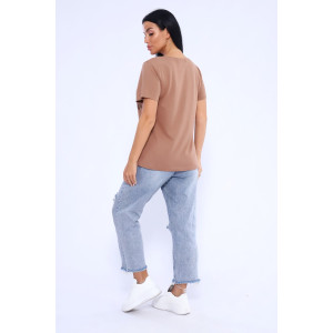 Футболка женская №80036 кулирка (последний размер) шоколад 50