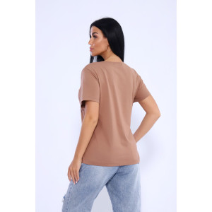 Футболка женская №80036 кулирка (последний размер) шоколад-серебро 62