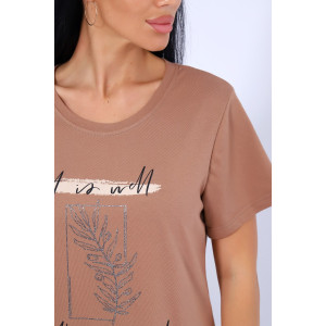 Футболка женская №80036 кулирка (последний размер) шоколад-серебро 62