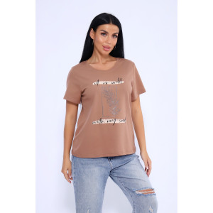 Футболка женская №80036 кулирка (последний размер) шоколад-серебро 62