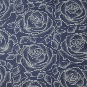 Футболка-туника женская №517 кулирка (последний размер) темно-синий с белым розы 54