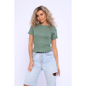 Футболка женская №78555 кашкорсе (последний размер) оливковый 44