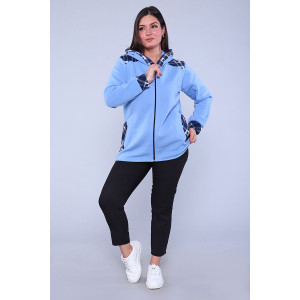 Толстовка женская №52223 футер 3-х нитка с начесом (последний размер) голубой 50