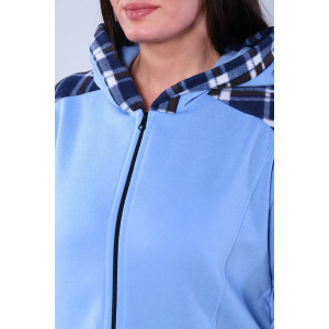 Толстовка женская №52223 футер 3-х нитка с начесом (последний размер) голубой 50