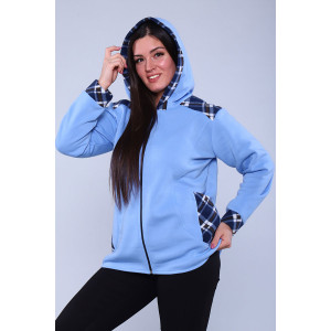 Толстовка женская №52223 футер 3-х нитка с начесом (последний размер) голубой 50