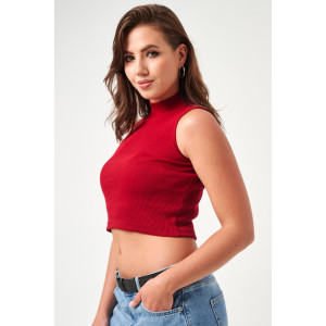 Топ женский №52714 кашкорсе (р-ры: 42-48) бордовый Топ женский №52714 кашкорсе (р-ры: 42-48) бордовый