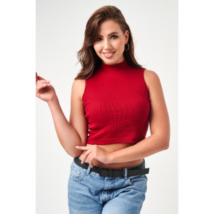 Топ женский №52714 кашкорсе (р-ры: 42-48) бордовый Топ женский №52714 кашкорсе (р-ры: 42-48) бордовый