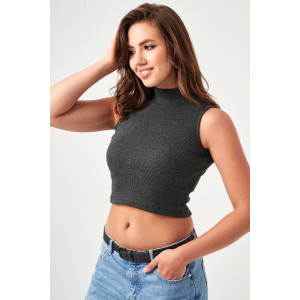 Топ женский №52714 кашкорсе (р-ры: 42-48) темно-серый Топ женский №52714 кашкорсе (р-ры: 42-48) темно-серый