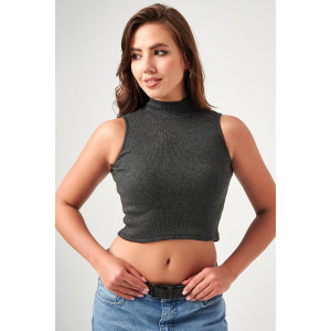Топ женский №52714 кашкорсе (р-ры: 42-48) темно-серый Топ женский №52714 кашкорсе (р-ры: 42-48) темно-серый