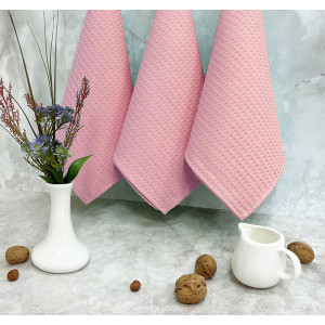 Набор кухонный из 3-х полотенец вафельное полотно ПВ-025 персик