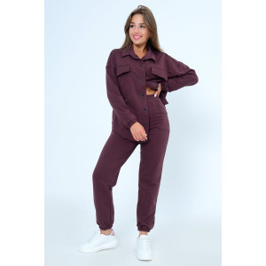 Костюм двойка женский Л02902 футер с лайкрой 2-х нитка (последний размер) сливовый 46-48 Костюм двойка женский Л02902 футер с лайкрой 2-х нитка (последний размер) сливовый 46-48