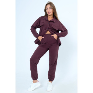 Костюм двойка женский Л02902 футер с лайкрой 2-х нитка (последний размер) сливовый 46-48 Костюм двойка женский Л02902 футер с лайкрой 2-х нитка (последний размер) сливовый 46-48