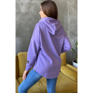 Толстовка женская №8168 футер 3-х нитка (последний размер) сиреневый 52