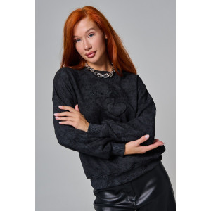 Толстовка женская №67189 футер 3-х нитка (последний размер) черный винтаж 52 Толстовка женская №67189 футер 3-х нитка (последний размер) черный винтаж 52