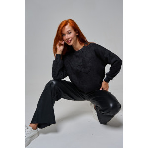 Толстовка женская №67189 футер 3-х нитка (последний размер) черный винтаж 52 Толстовка женская №67189 футер 3-х нитка (последний размер) черный винтаж 52