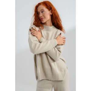 Костюм двойка женский №84504 вязаный трикотаж (последний размер) бежевый 48-52 Костюм двойка женский №84504 вязаный трикотаж (последний размер) бежевый 48-52