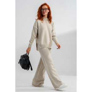 Костюм двойка женский №84504 вязаный трикотаж (последний размер) бежевый 48-52 Костюм двойка женский №84504 вязаный трикотаж (последний размер) бежевый 48-52