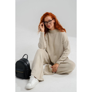 Костюм двойка женский №84504 вязаный трикотаж (последний размер) бежевый 48-52 Костюм двойка женский №84504 вязаный трикотаж (последний размер) бежевый 48-52