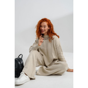 Костюм двойка женский №84504 вязаный трикотаж (последний размер) бежевый 48-52 Костюм двойка женский №84504 вязаный трикотаж (последний размер) бежевый 48-52