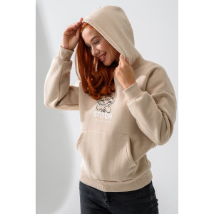 Толстовка женская №8565 футер 3-х нитка с начесом (последний размер) бежевый стич 52-56 Толстовка женская №8565 футер 3-х нитка с начесом (последний размер) бежевый стич 52-56