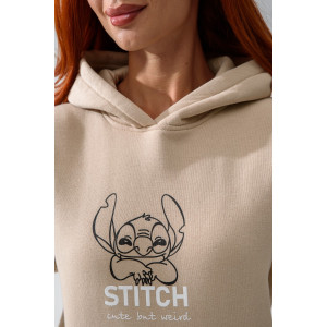 Толстовка женская №8565 футер 3-х нитка с начесом (последний размер) бежевый стич 52-56 Толстовка женская №8565 футер 3-х нитка с начесом (последний размер) бежевый стич 52-56