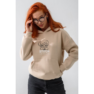 Толстовка женская №8565 футер 3-х нитка с начесом (последний размер) бежевый стич 52-56 Толстовка женская №8565 футер 3-х нитка с начесом (последний размер) бежевый стич 52-56