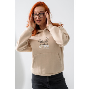 Толстовка женская №8565 футер 3-х нитка с начесом (последний размер) бежевый стич 52-56 Толстовка женская №8565 футер 3-х нитка с начесом (последний размер) бежевый стич 52-56