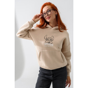 Толстовка женская №8565 футер 3-х нитка с начесом (последний размер) бежевый стич 52-56 Толстовка женская №8565 футер 3-х нитка с начесом (последний размер) бежевый стич 52-56