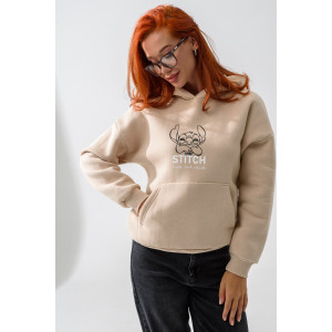 Толстовка женская №8565 футер 3-х нитка с начесом (последний размер) бежевый стич 52-56 Толстовка женская №8565 футер 3-х нитка с начесом (последний размер) бежевый стич 52-56