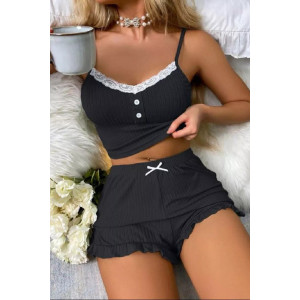 Пижама женская №83502 лапша (последний размер) черный 46-48