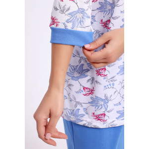 Пижама женская №51158 кулирка (последний размер) голубой-белый 54,64