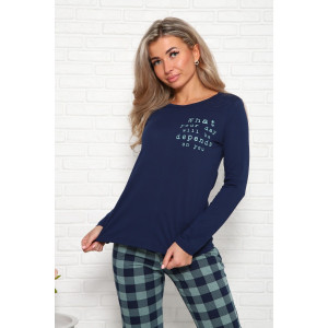 Пижама женская №1036 кулирка (последний размер) сине-зеленый 46