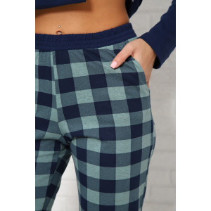 Пижама женская №1036 кулирка (последний размер) сине-зеленый 46