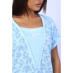 Сорочка женская №42338 кулирка (последний размер) голубой 62