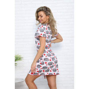 Сорочка женская №33601 кулирка (последний размер) белый-красный 44,50,54