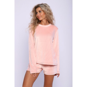 Костюм двойка женский №78536 велюр (последний размер) розовый 42