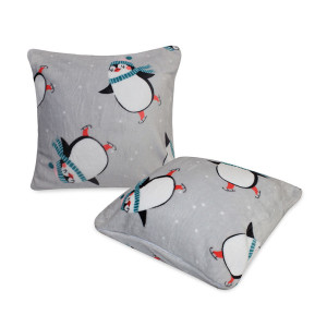 Наволочка декоративная велсофт "Пингвинчики" (последний размер) 50х50