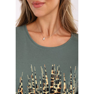 Футболка женская №32102 кулирка пенье (последний размер) зеленый 58