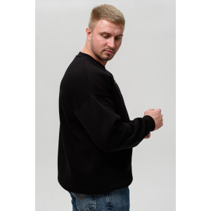 Свитшот мужской №8522 футер 3-х нитка с начесом (последний размер) черный-Отношение 48