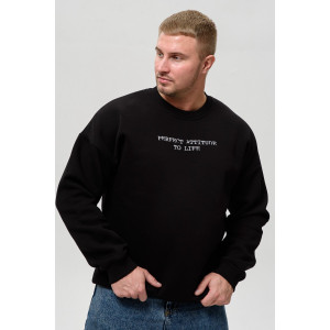 Свитшот мужской №8522 футер 3-х нитка с начесом (последний размер) черный-Отношение 48