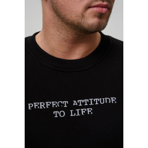 Свитшот мужской №8522 футер 3-х нитка с начесом (последний размер) черный-Отношение 48