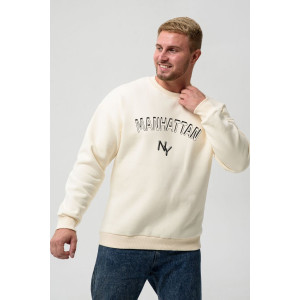 Свитшот мужской №8522 футер 3-х нитка с начесом (последний размер) молочный-Манхэттен 50,52,58,60