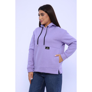 Худи женское №82043 футер 3-х нитка с начесом (последний размер) лаванда 52,54