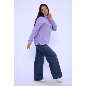 Худи женское №82043 футер 3-х нитка с начесом (последний размер) лаванда 52,54